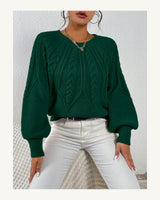 Women's Long Sleeve Crew Neck Jumper in Dark Green - original-tratada
