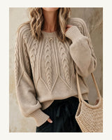 Women's Long Sleeve Crew Neck Jumper in Khaki - original-tratada