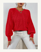 Women's Long Sleeve Crew Neck Jumper in Red - original-tratada