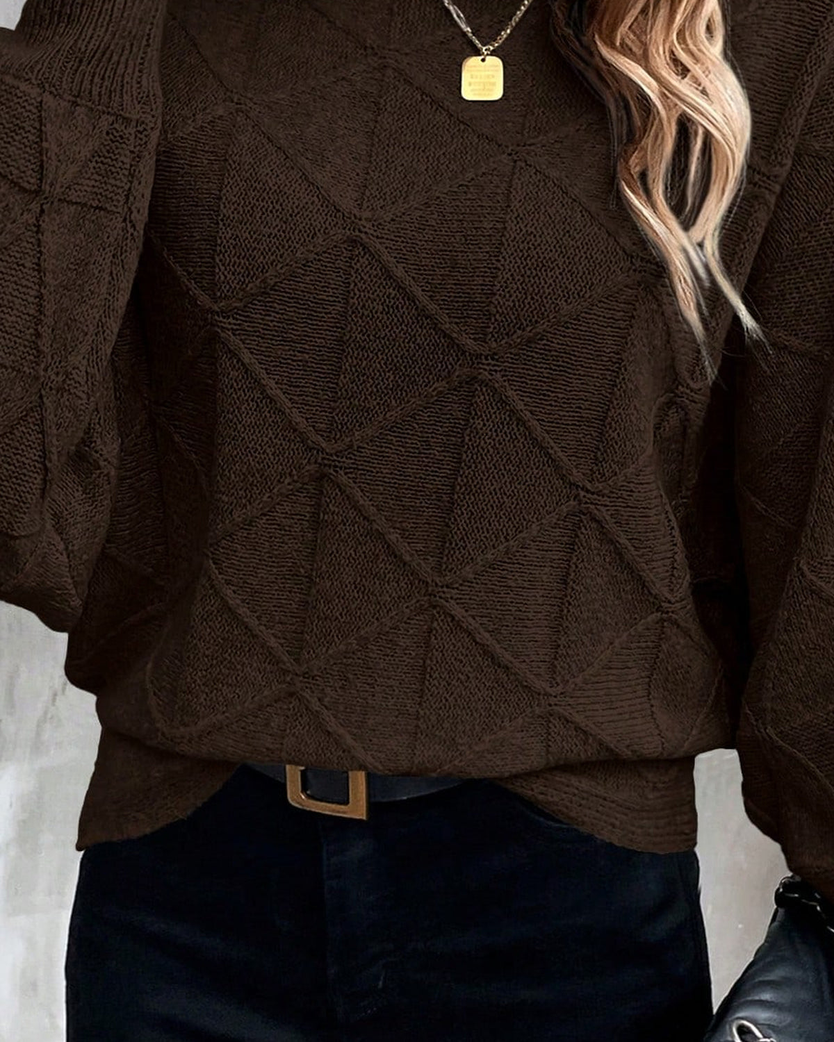 Women's Jumper in Coffee Brown - detalhe