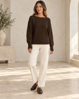 Women's Jumper in Coffee Brown - look-completo