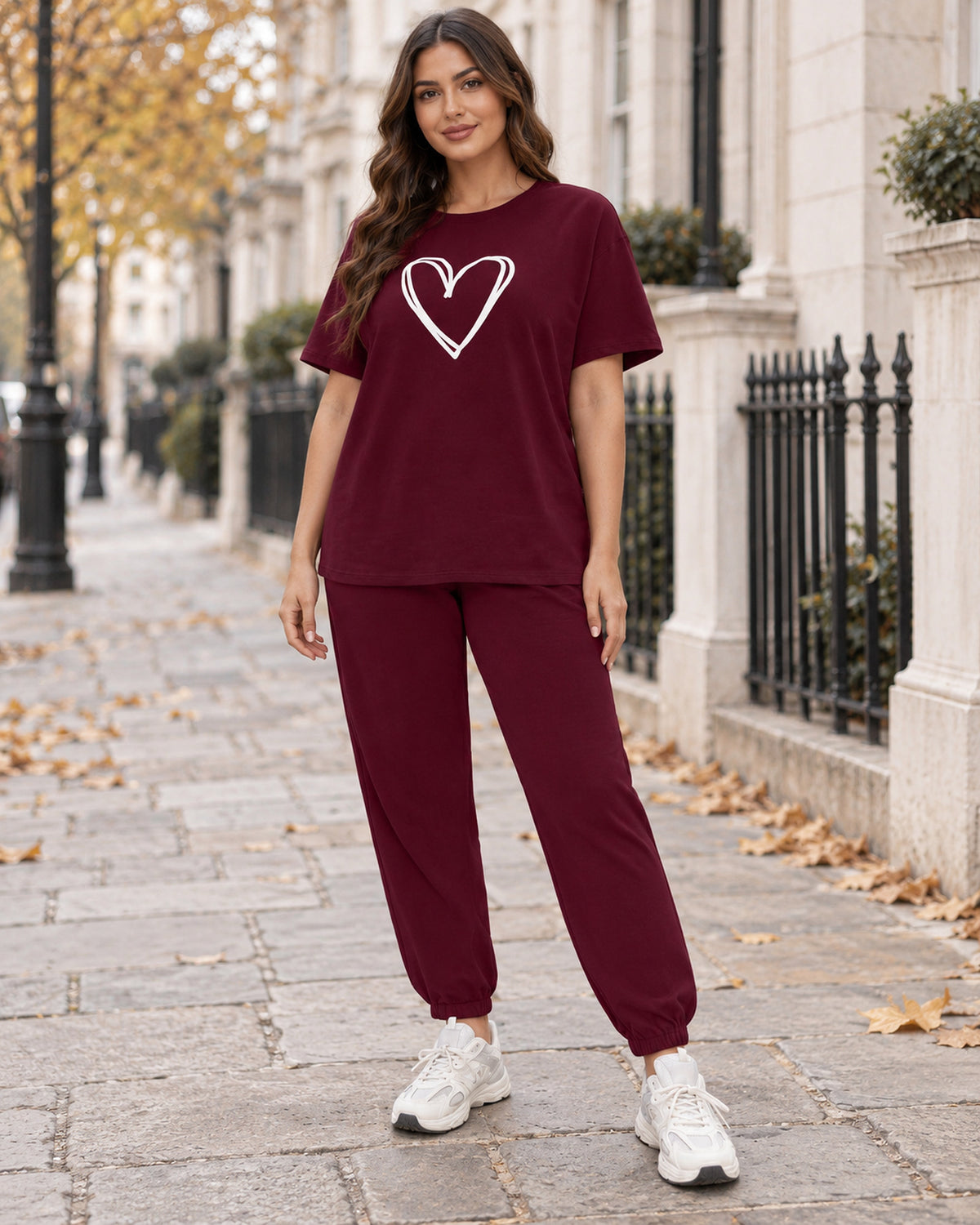 Women's Co-ord Set in Burgundy - editorial