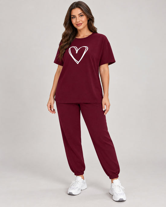 Women's Co-ord Set in Burgundy - principal