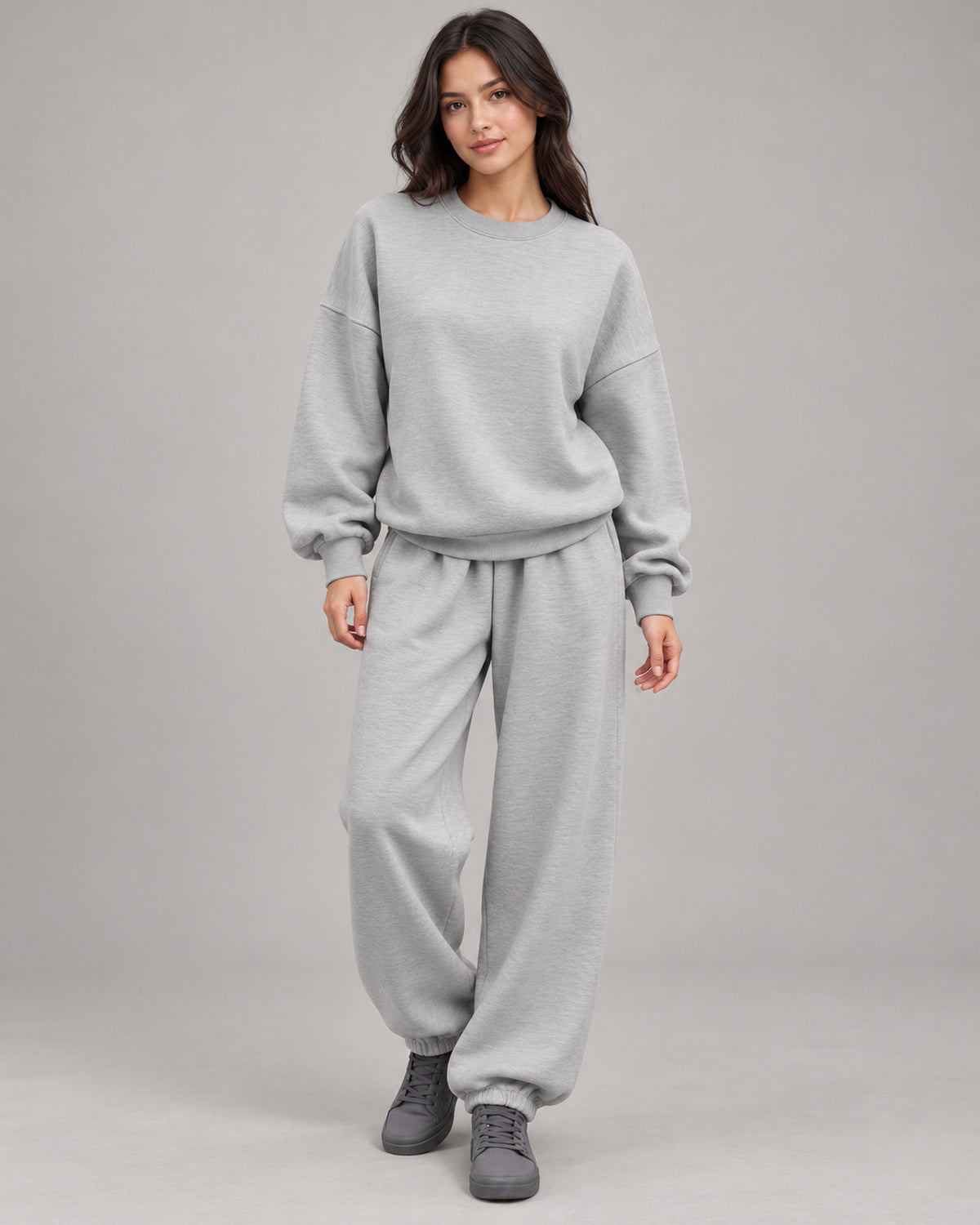 Women's Co-ord Set in Light Grey - on a neutral background