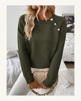 Women's Crew Neck Jumper in Army Green - original-tratada