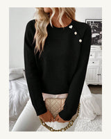 Women's Crew Neck Jumper in Black - original-tratada