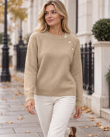 Women's Crew Neck Jumper in Deer Brown - editorial