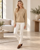 Women's Crew Neck Jumper in Deer Brown - look-completo