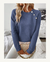 Women's Crew Neck Jumper in Navy Blue - original-tratada