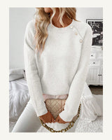 Women's Crew Neck Jumper in White - original-tratada