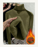 Women's High Neck Jumper in Army Green - original-tratada