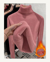 Women's High Neck Jumper - Purple in Dusty Pink 2 - original-tratada