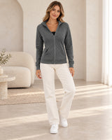 Women's Sweatshirt in Dark Grey styled with neutral pieces
