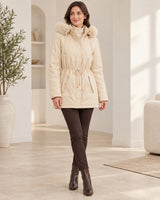 Women's Jacket in Apricot styled with neutral pieces
