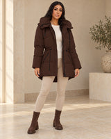 Women's Jacket in Coffee Brown styled with neutral pieces