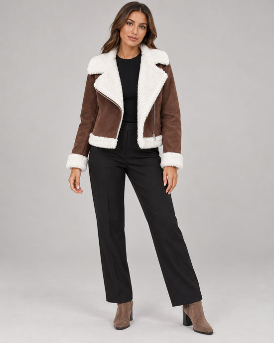 Women's Jacket in Coffee Brown on a neutral background