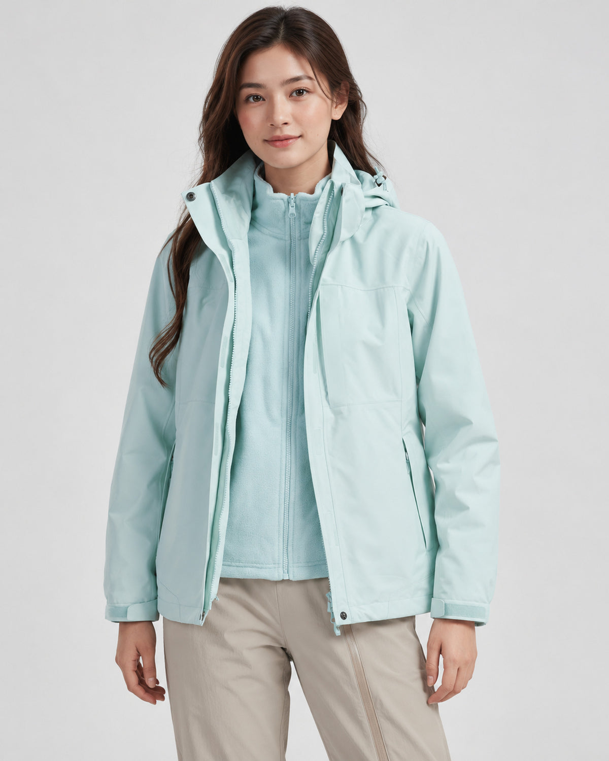 Women's Jacket in Salt Mist Blue on a neutral background