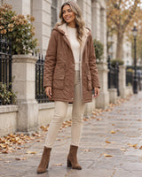 Women's Jacket in Coffee Brown styled on a London autumn street