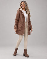 Women's Jacket in Coffee Brown on a neutral background
