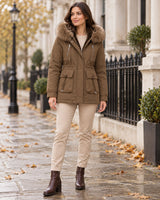 Women's Jacket in Coffee Brown styled on a London autumn street