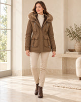 Women's Jacket in Coffee Brown styled with neutral pieces