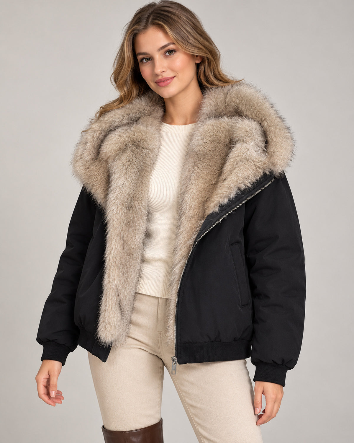 Women's Jacket in Black on a neutral background