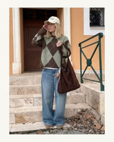 Women's Long Sleeve Crew Neck Jumper in Army Green - original-tratada