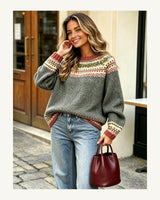Women's Long Sleeve Crew Neck Jumper in Multicolor - original-tratada