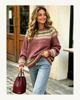 Women's Long Sleeve Crew Neck Jumper in Red - original-tratada