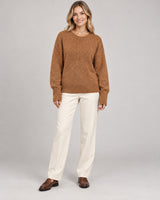 Women's Long Sleeve Jumper in Brown on a neutral background