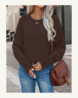 Women's Long Sleeve Jumper in Mocha Brown - original-tratada