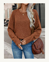 Women's Long Sleeve Jumper in Rust Brown - original-tratada