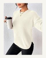 Women's Long Sleeve Crew Neck Jumper in Apricot 2 - original-tratada