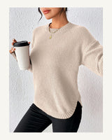 Women's Long Sleeve Crew Neck Jumper in Apricot - original-tratada