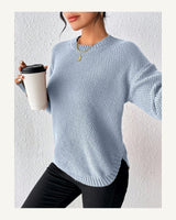 Women's Long Sleeve Crew Neck Jumper in Baby Blue - original-tratada