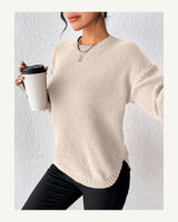 Women's Long Sleeve Crew Neck Jumper in Khaki - original-tratada