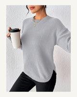 Women's Long Sleeve Crew Neck Jumper in Light Grey - original-tratada