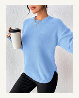 Women's Long Sleeve Crew Neck Jumper in Mint Blue - original-tratada