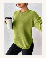 Women's Long Sleeve Crew Neck Jumper in Mist Green - original-tratada