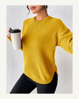Women's Long Sleeve Crew Neck Jumper in Yellow - original-tratada