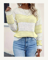 Women's Striped Crew Neck Jumper in Yellow - original-tratada
