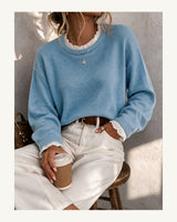 Women's Long Sleeve Crew Neck Jumper in Baby Blue - original-tratada