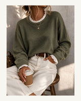 Women's Long Sleeve Crew Neck Jumper in Green - original-tratada