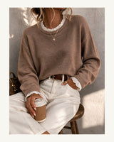 Women's Long Sleeve Crew Neck Jumper in Light Curry Colour - original-tratada