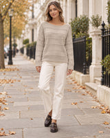 Women's Jumper in Apricot styled on a London autumn street