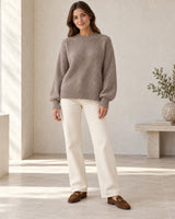 Women's Long Sleeve Jumper in Brown styled with neutral pieces