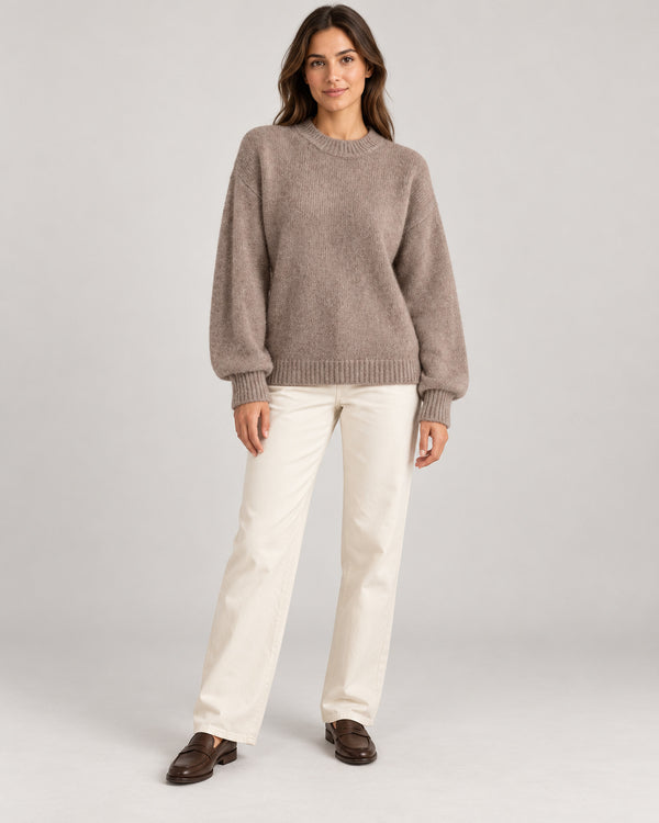 Women's Long Sleeve Jumper in Brown on a neutral background