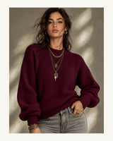 Women's Long Sleeve Jumper in Burgundy - original-tratada