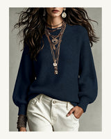 Women's Long Sleeve Jumper - Dusty Pink in Navy Blue - original-tratada