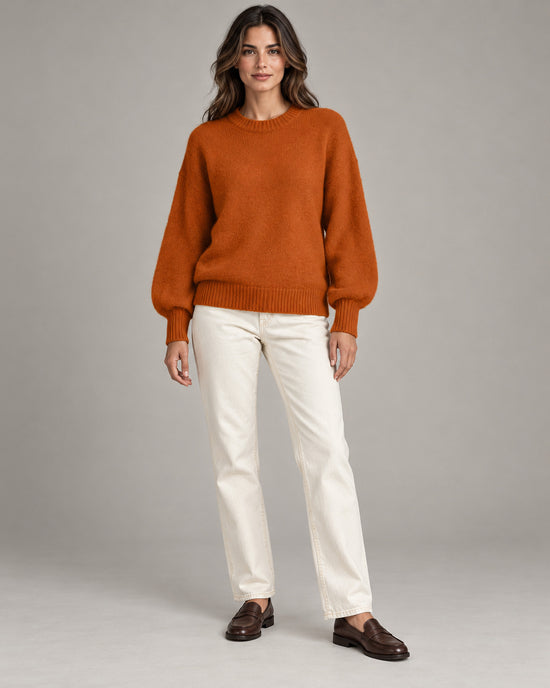 Women's Long Sleeve Jumper - Dusty Pink in Rust Brown on a neutral background
